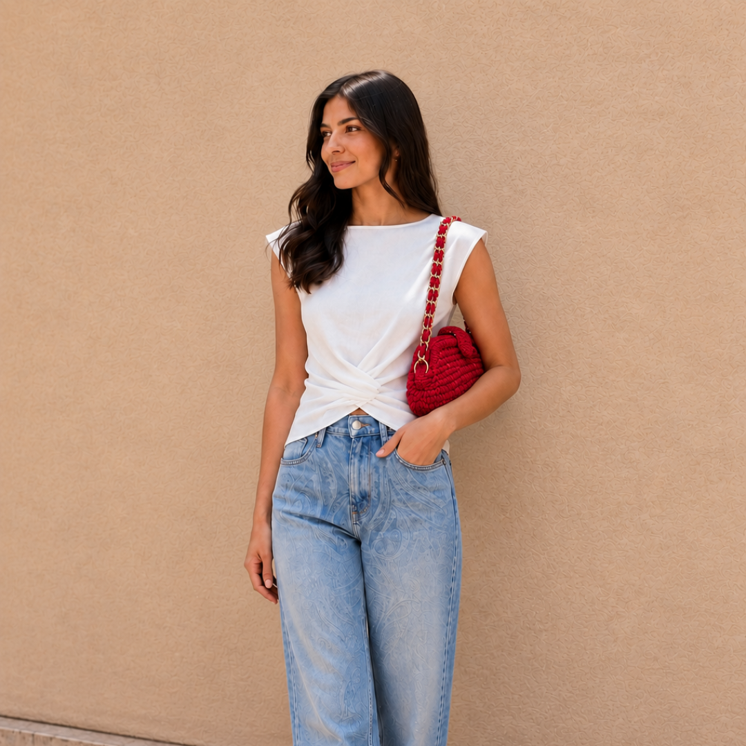 Crochet Snap Clutch | Red / Hand or Shoulder Carry
