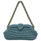 Crochet Snap Clutch | Dusty Blue / Hand or Shoulder Carry