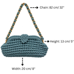 Crochet Snap Clutch | Dusty Blue / Hand or Shoulder Carry