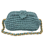 Crochet Snap Clutch | Dusty Blue / Hand or Shoulder Carry