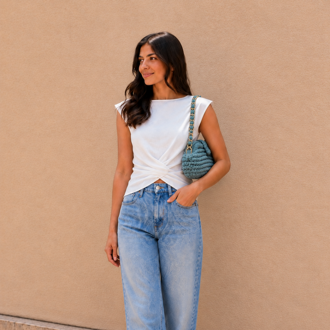 Crochet Snap Clutch | Dusty Blue / Hand or Shoulder Carry