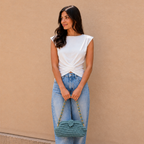 Crochet Snap Clutch | Dusty Blue / Hand or Shoulder Carry