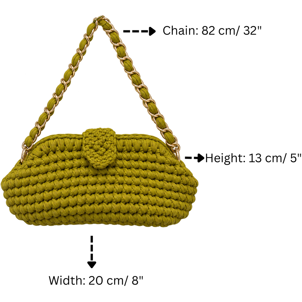 Crochet Snap Clutch | Olive / Hand or Shoulder Carry