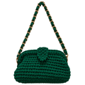 Crochet Snap Clutch | Deep Emerald / Hand or Shoulder Carry