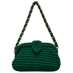 Crochet Snap Clutch | Deep Emerald / Hand or Shoulder Carry