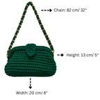 Crochet Snap Clutch | Deep Emerald / Hand or Shoulder Carry