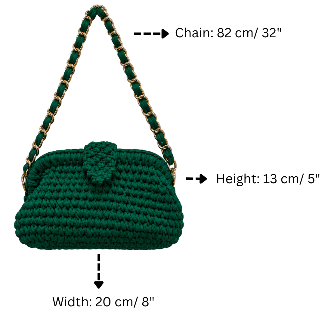 Crochet Snap Clutch | Deep Emerald / Hand or Shoulder Carry