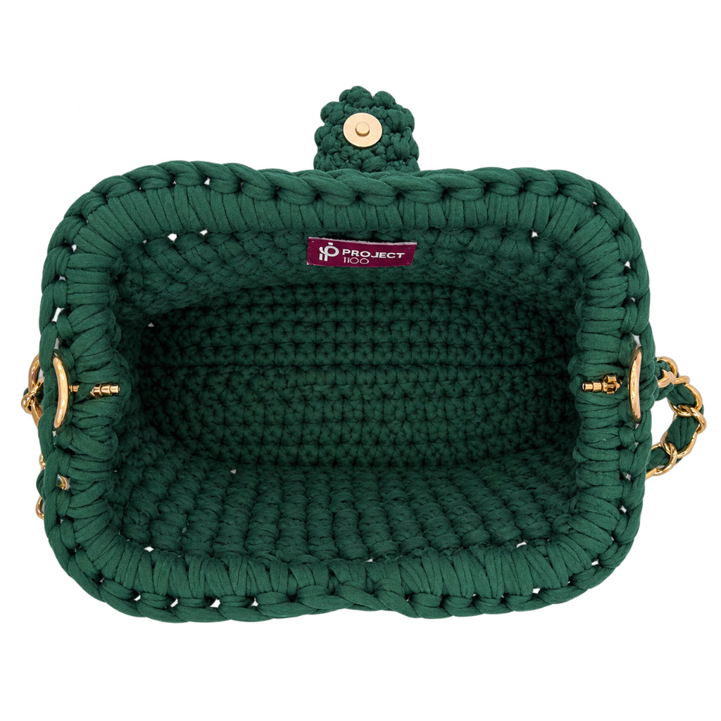 Crochet Snap Clutch | Deep Emerald / Hand or Shoulder Carry