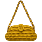 Crochet Snap Clutch | Mustard Yellow / Hand or Shoulder Carry
