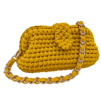 Crochet Snap Clutch | Mustard Yellow / Hand or Shoulder Carry