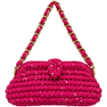 Crochet Snap Clutch | Fuchsia Pink / Hand or Shoulder Carry