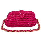 Crochet Snap Clutch | Fuchsia Pink / Hand or Shoulder Carry