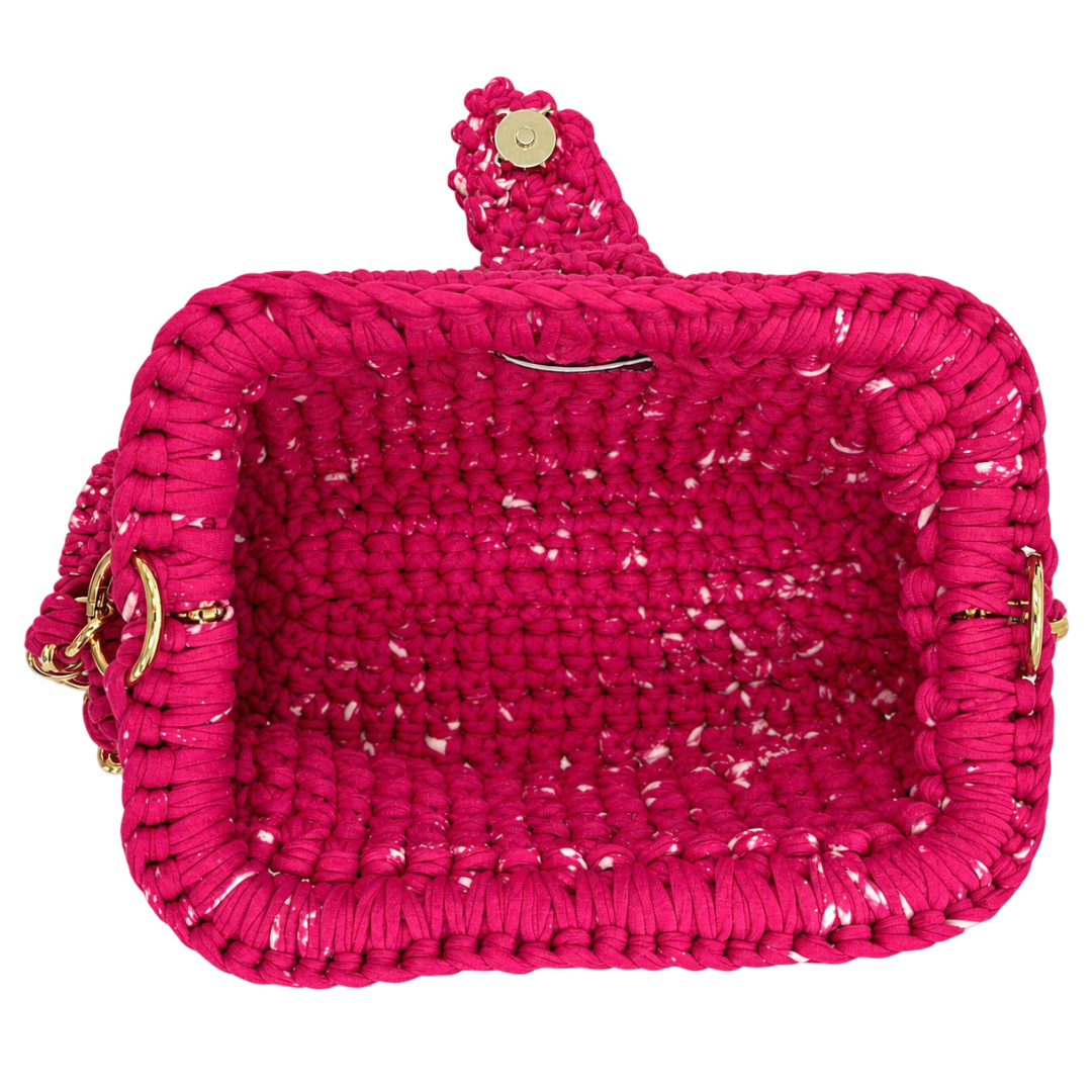 Crochet Snap Clutch | Fuchsia Pink / Hand or Shoulder Carry