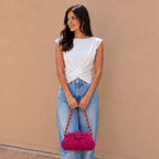 Crochet Snap Clutch | Fuchsia Pink / Hand or Shoulder Carry