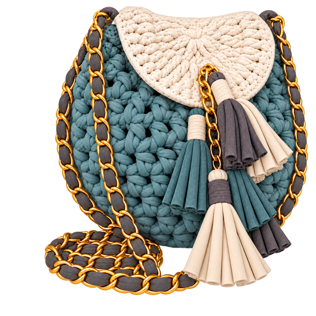 Petite Potli Ivory with Dusty Teal