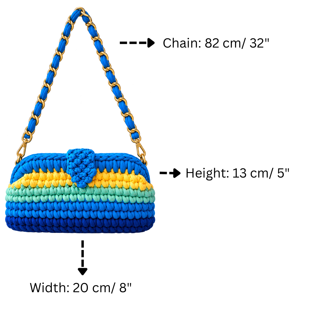 Crochet Snap Clutch | Sunlit Azure / Hand or Shoulder Carry