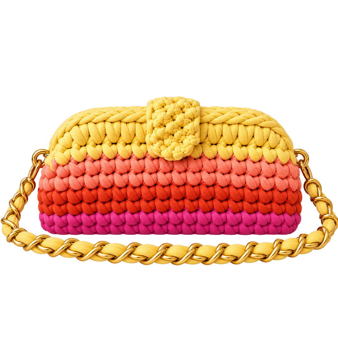 Crochet Snap Clutch | Rani Sunset/ Hand or Shoulder Carry