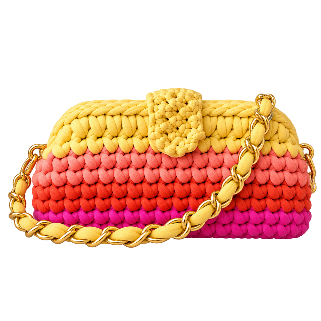 Crochet Snap Clutch | Rani Sunset/ Hand or Shoulder Carry