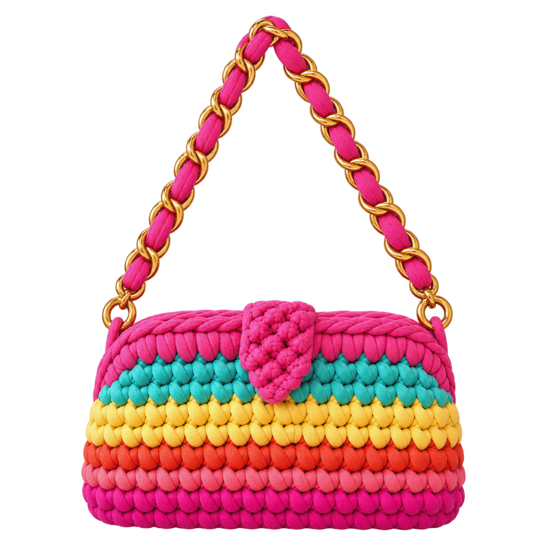 Crochet Snap Clutch | Birthday Cake/ Hand or Shoulder Carry