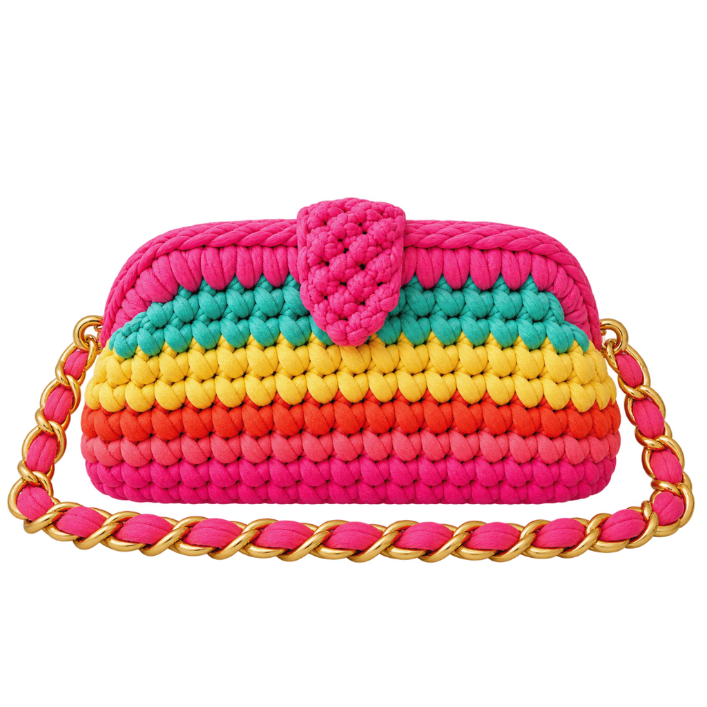 Crochet Snap Clutch | Birthday Cake/ Hand or Shoulder Carry
