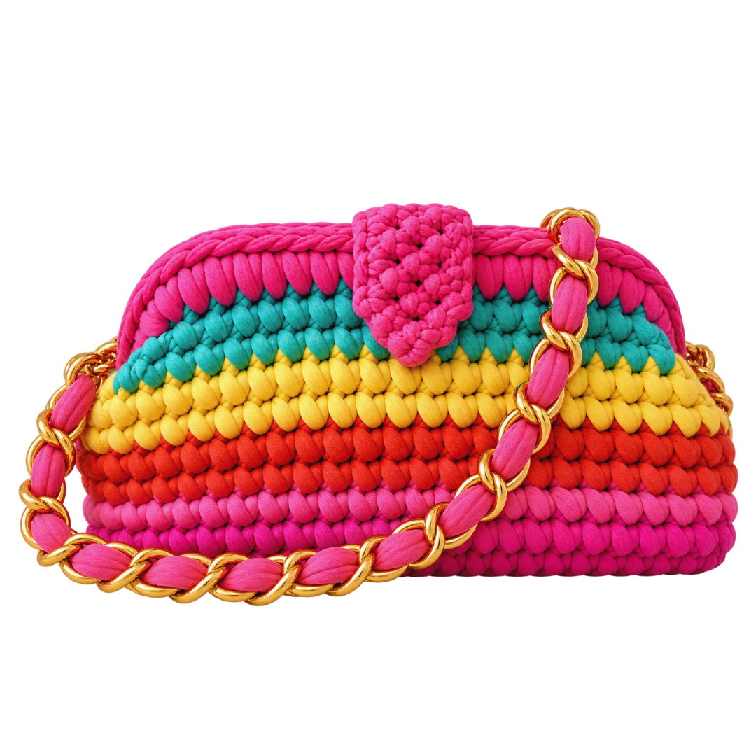 Crochet Snap Clutch | Birthday Cake/ Hand or Shoulder Carry