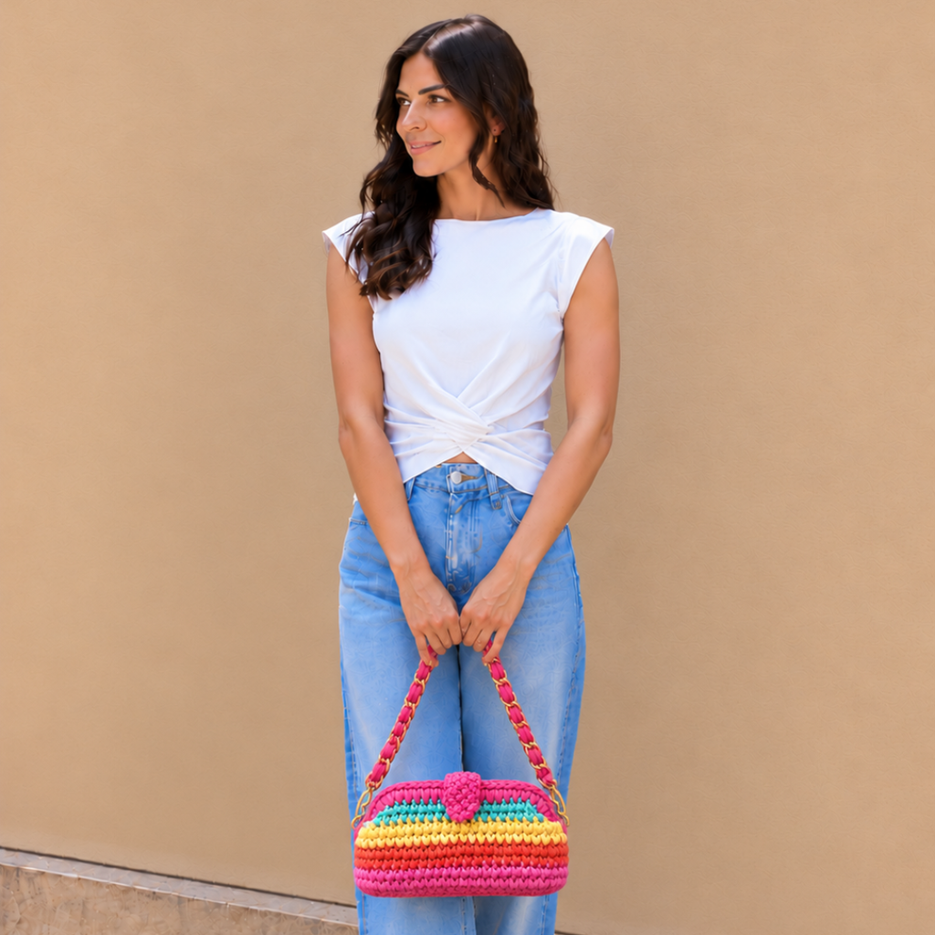Crochet Snap Clutch | Birthday Cake/ Hand or Shoulder Carry