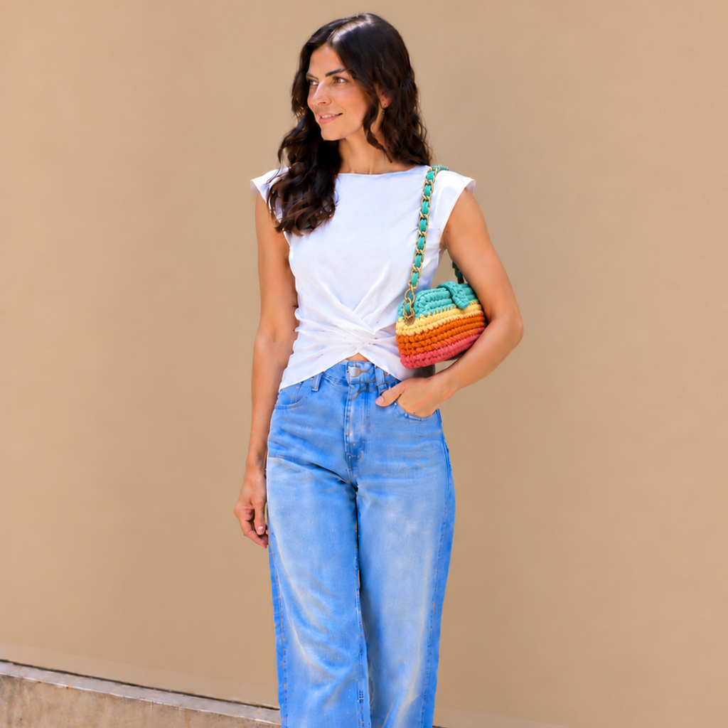 Crochet Snap Clutch | Tropical Sorbet/ Hand or Shoulder Carry