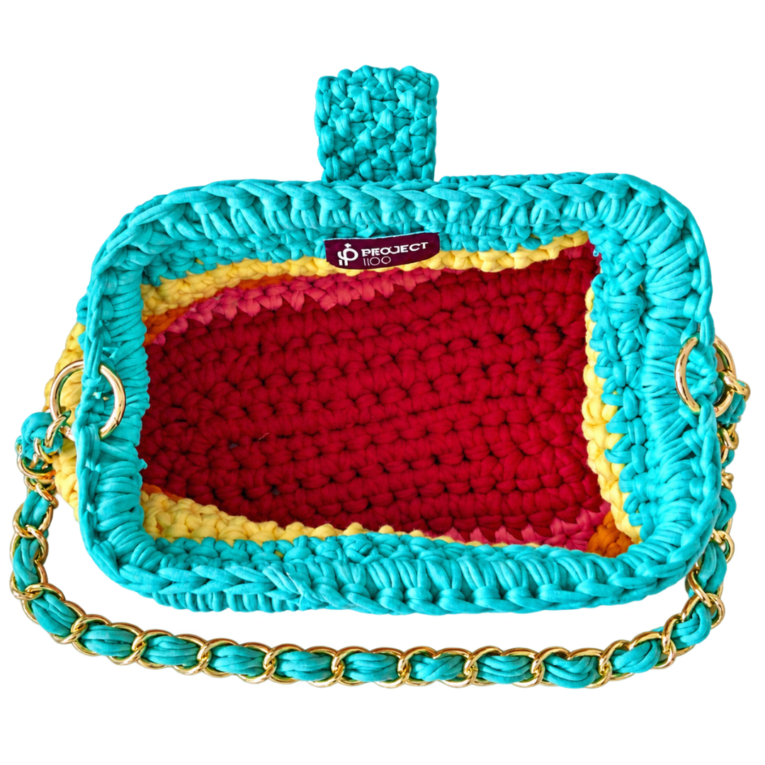 Crochet Snap Clutch | Tropical Sorbet/ Hand or Shoulder Carry