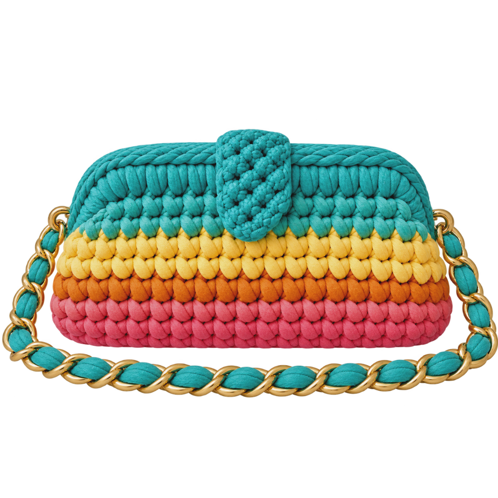 Crochet Snap Clutch | Tropical Sorbet/ Hand or Shoulder Carry