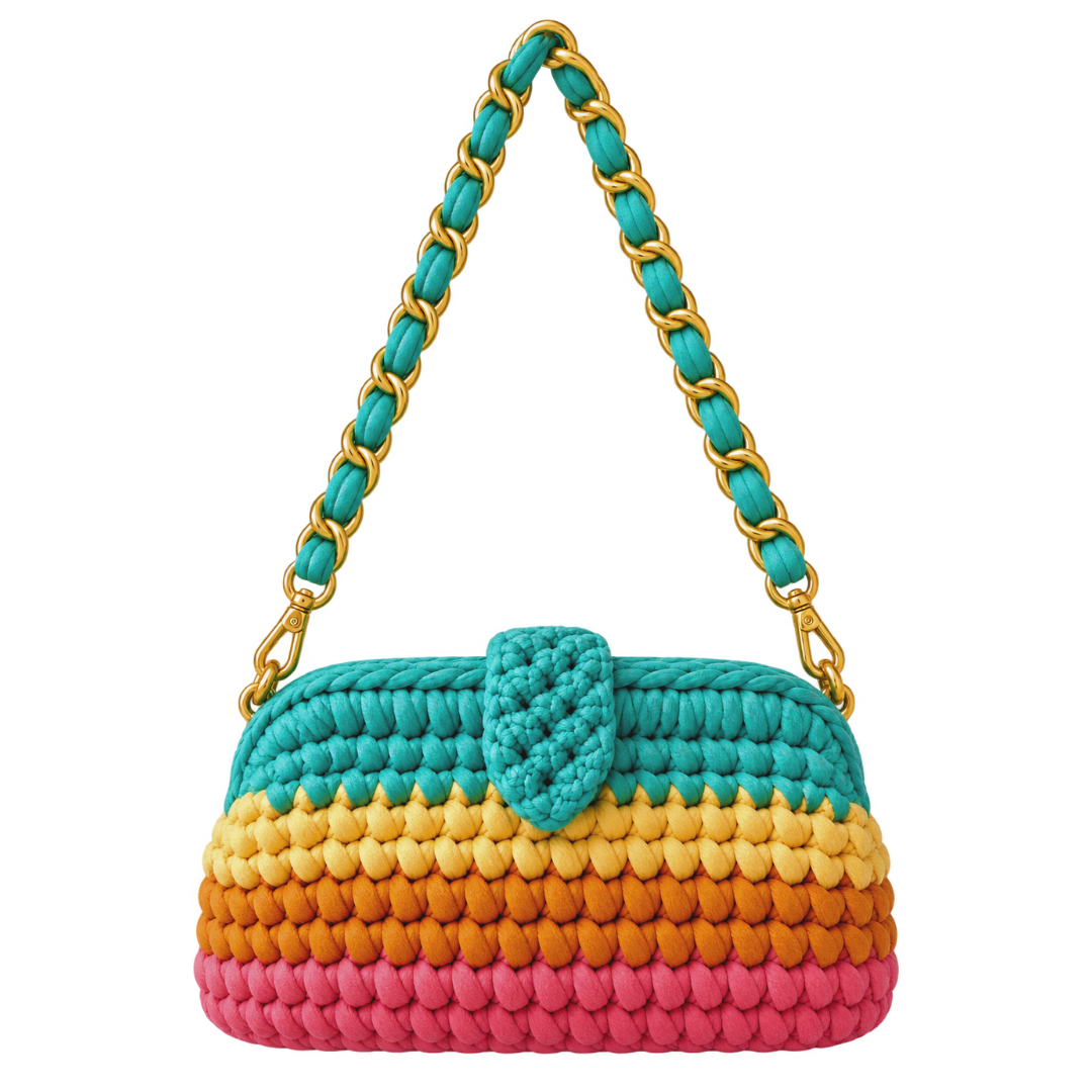 Crochet Snap Clutch | Tropical Sorbet/ Hand or Shoulder Carry