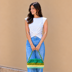 Crochet Snap Clutch | Lime Lagoon Hand or Shoulder Carry