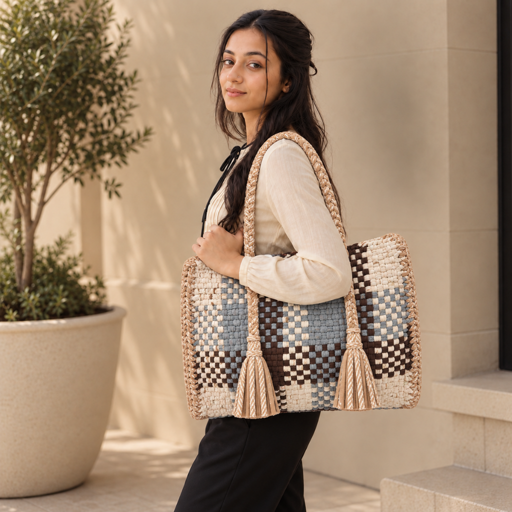 Oversized Tote / Hand / Shoulder Carry |Off white, Beige, Grey, Brown