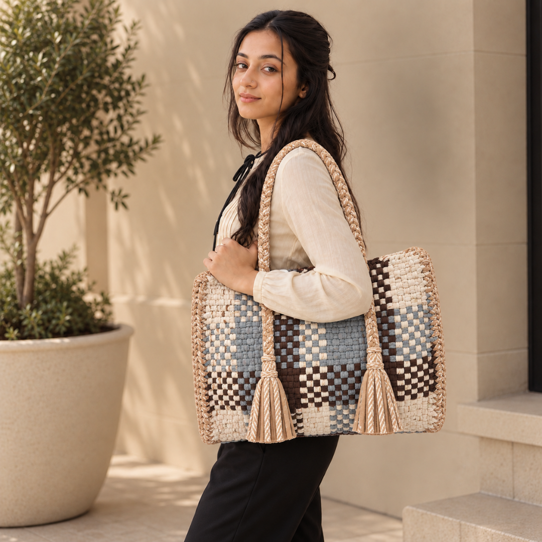 Oversized Tote / Hand / Shoulder Carry |Off white, Beige, Grey, Brown