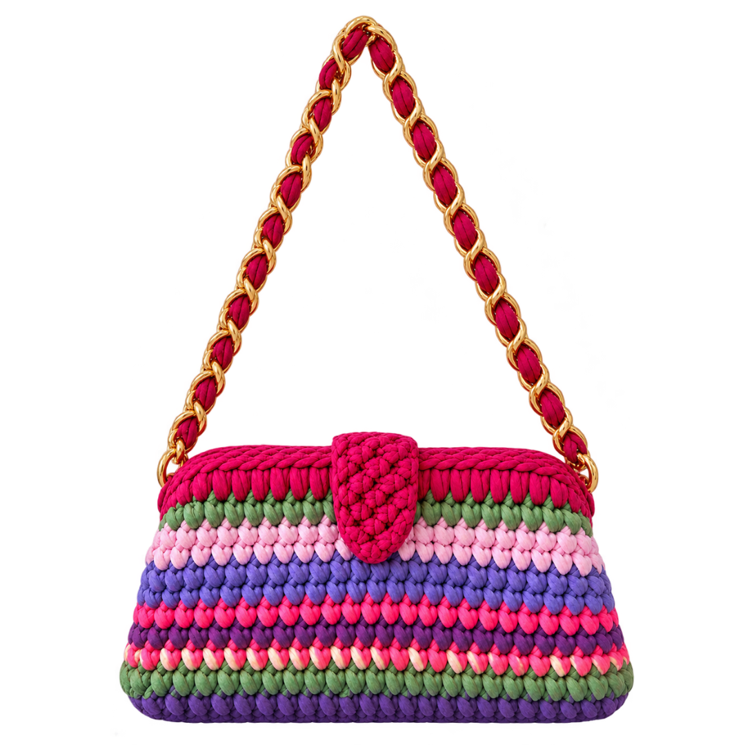 Crochet Snap Clutch | Garden Plum | Hand or Shoulder Carry