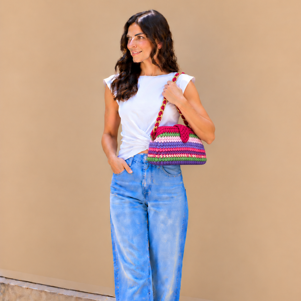 Crochet Snap Clutch | Garden Plum | Hand or Shoulder Carry