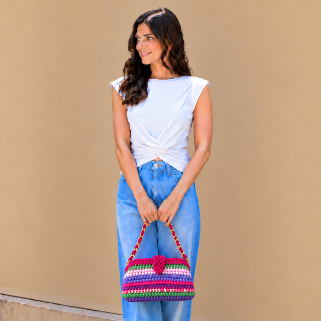 Crochet Snap Clutch | Garden Plum | Hand or Shoulder Carry