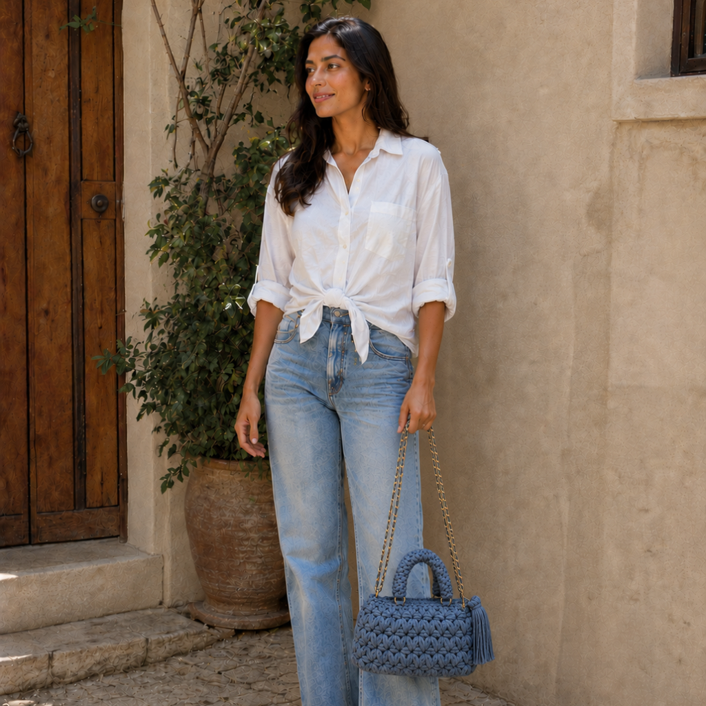 Fleur Bag | Stone Blue / Hand, Shoulder or Crossbody Carry