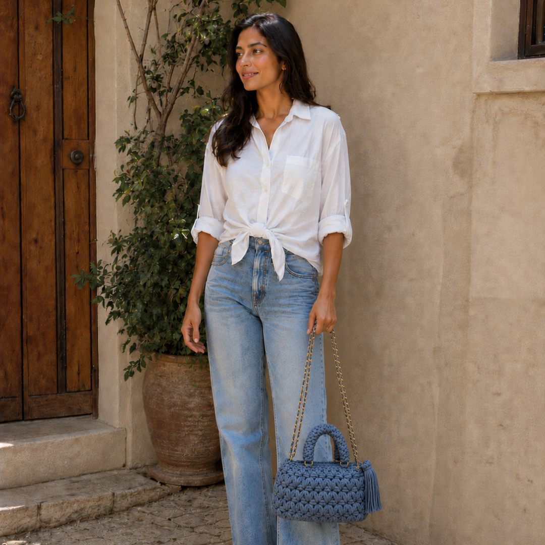 Fleur Bag | Stone Blue / Hand, Shoulder or Crossbody Carry