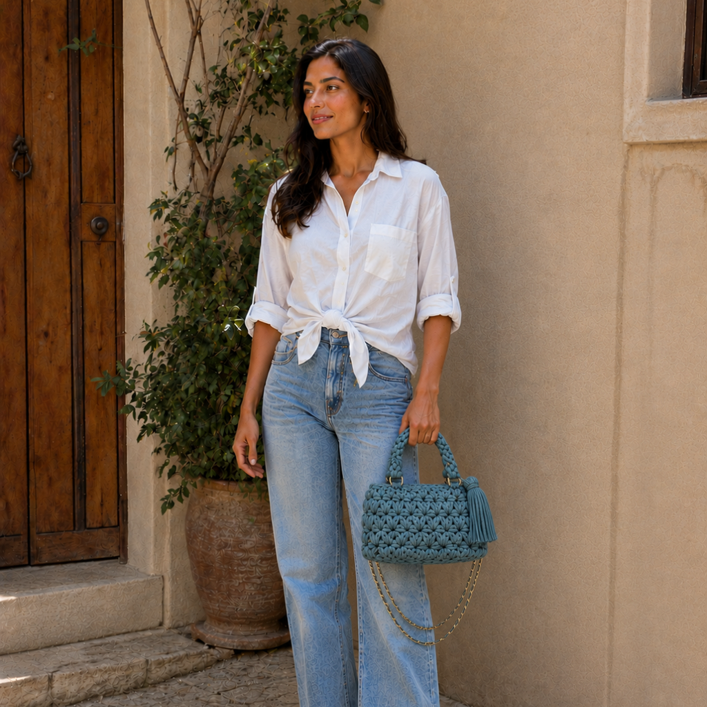 Fleur Bag | Sky Blue / Hand, Shoulder or Crossbody Carry
