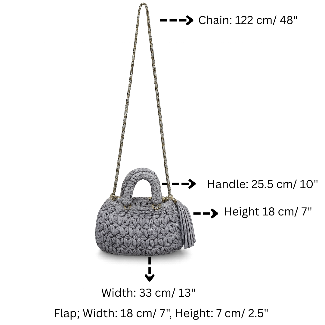 Fleur Bag | Grey / Hand, Shoulder or Crossbody Carry