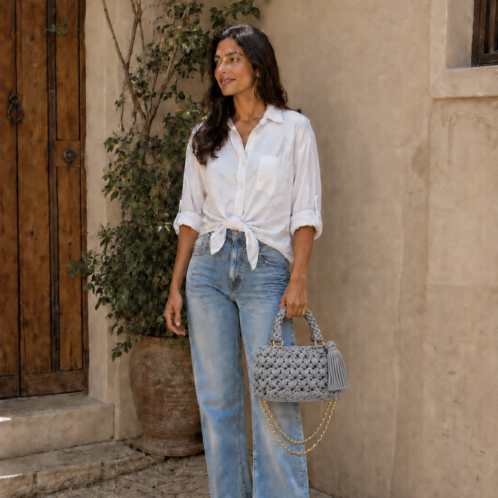 Fleur Bag | Grey / Hand, Shoulder or Crossbody Carry