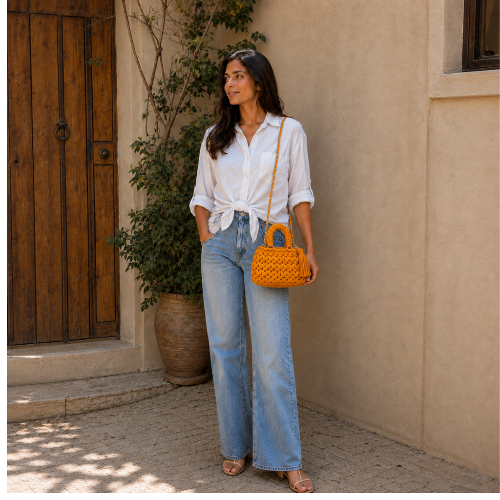 Fleur Bag | Mustard Orange / Hand, Shoulder or Crossbody Carry