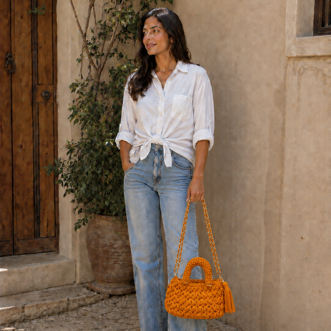 Fleur Bag | Mustard Orange / Hand, Shoulder or Crossbody Carry