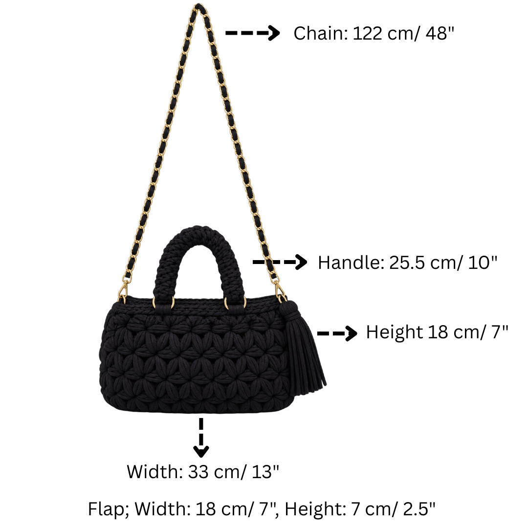 Fleur Bag | Black / Hand, Shoulder or Crossbody Carry