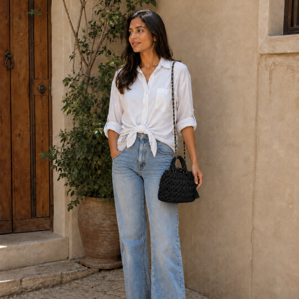 Fleur Bag | Black / Hand, Shoulder or Crossbody Carry