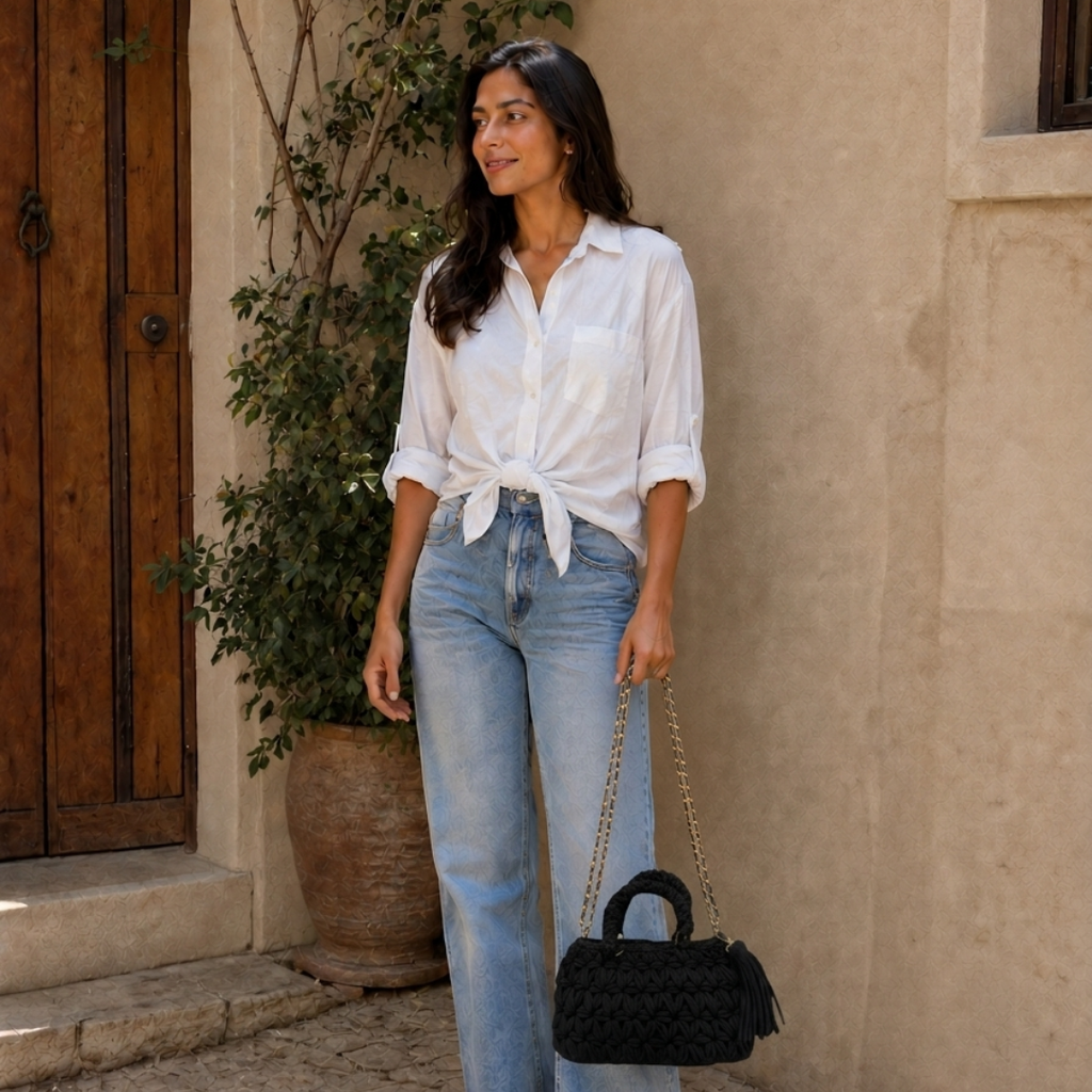 Fleur Bag | Black / Hand, Shoulder or Crossbody Carry