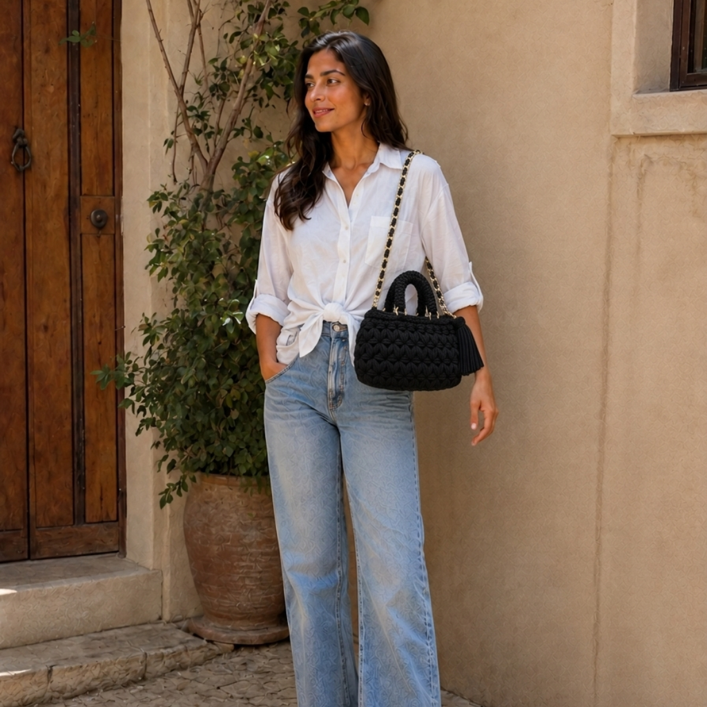 Fleur Bag | Black / Hand, Shoulder or Crossbody Carry
