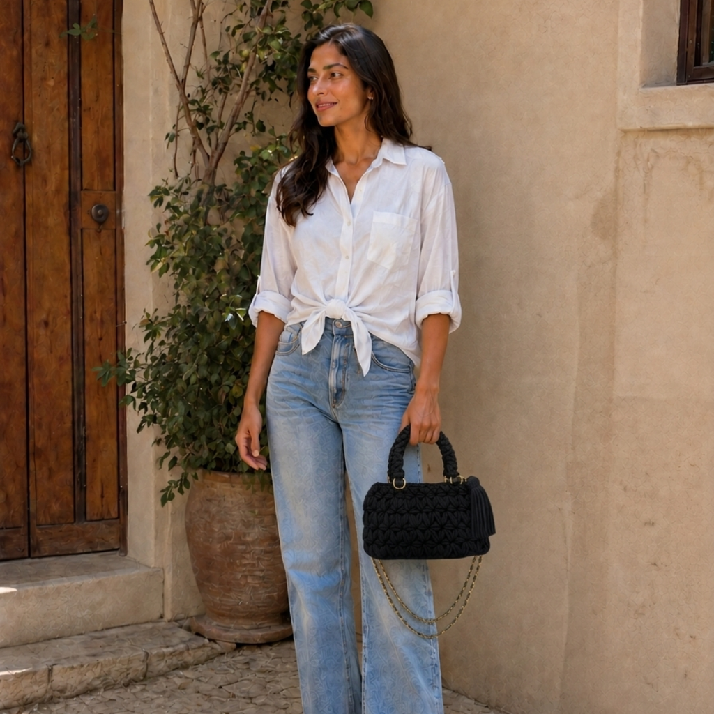 Fleur Bag | Black / Hand, Shoulder or Crossbody Carry