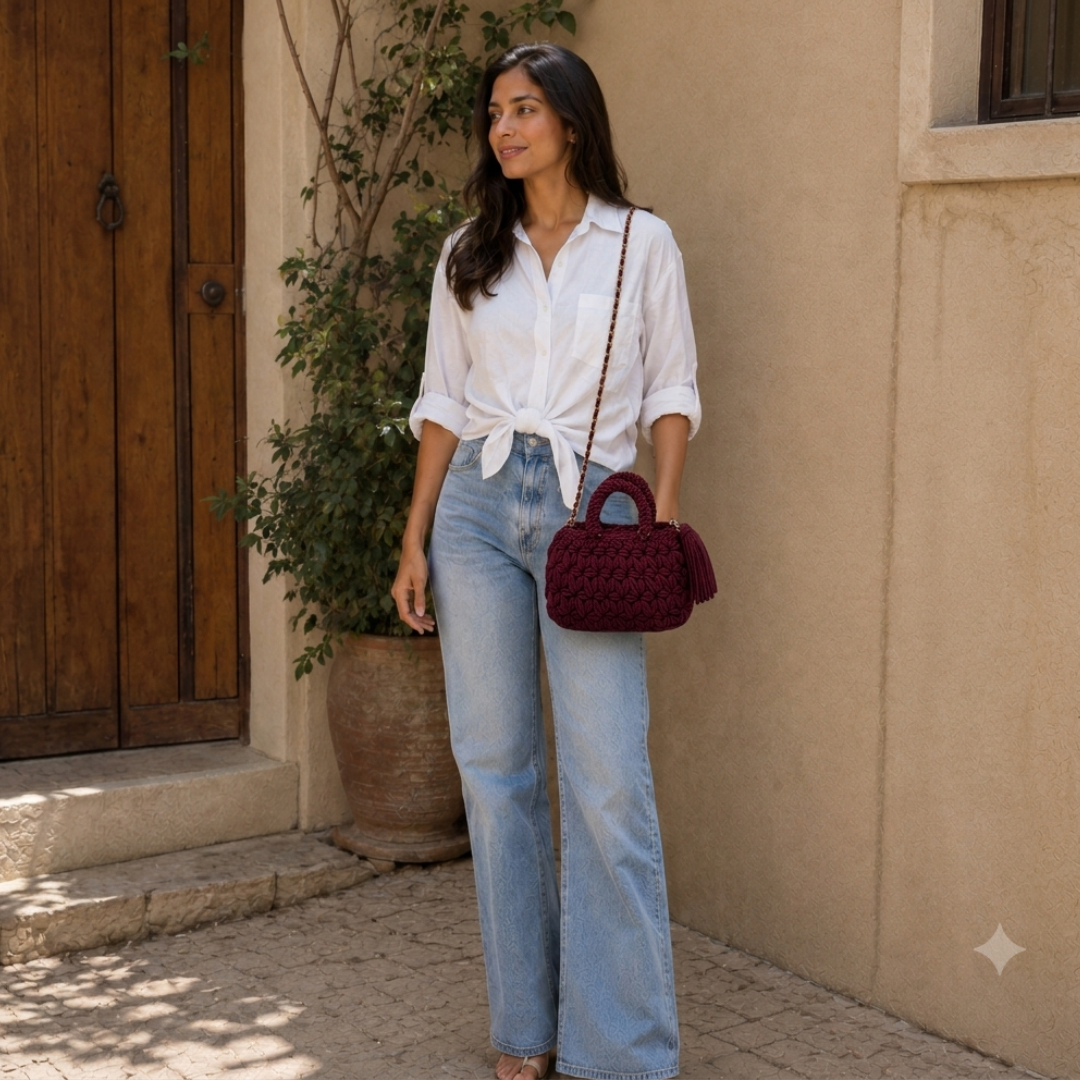 Fleur Bag | Burgundy / Hand, Shoulder or Crossbody Carry