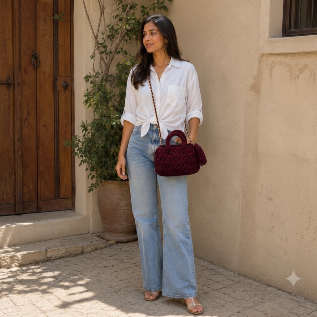 Fleur Bag | Burgundy / Hand, Shoulder or Crossbody Carry